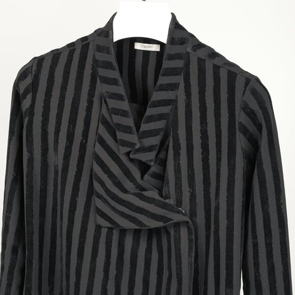 Crea Concept AW/20 Black Velvet-Stripe Moto Jacket - Picture 4 of 12